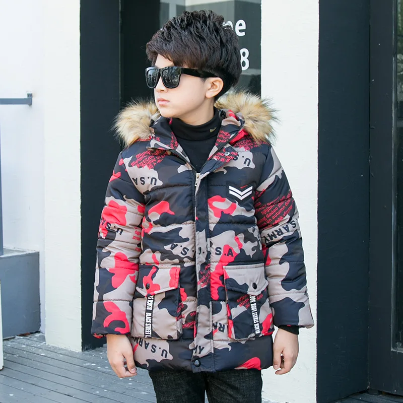 2019 новый зимний пуховик для мальчиков камуфляжные детские парки теплая верхняя