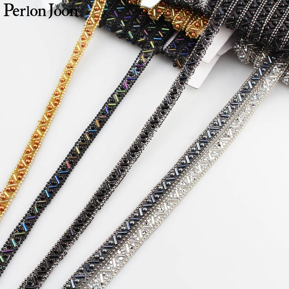 

1 yard Exquisite new multicolor rhinestone tape hot fix bead ribbon garment adornment accessories TR064