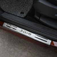 car products fit for peugeot 3008 2017 2020 accessories scuff plate threshold door sill sticker cover ground 4pcs exterior parts