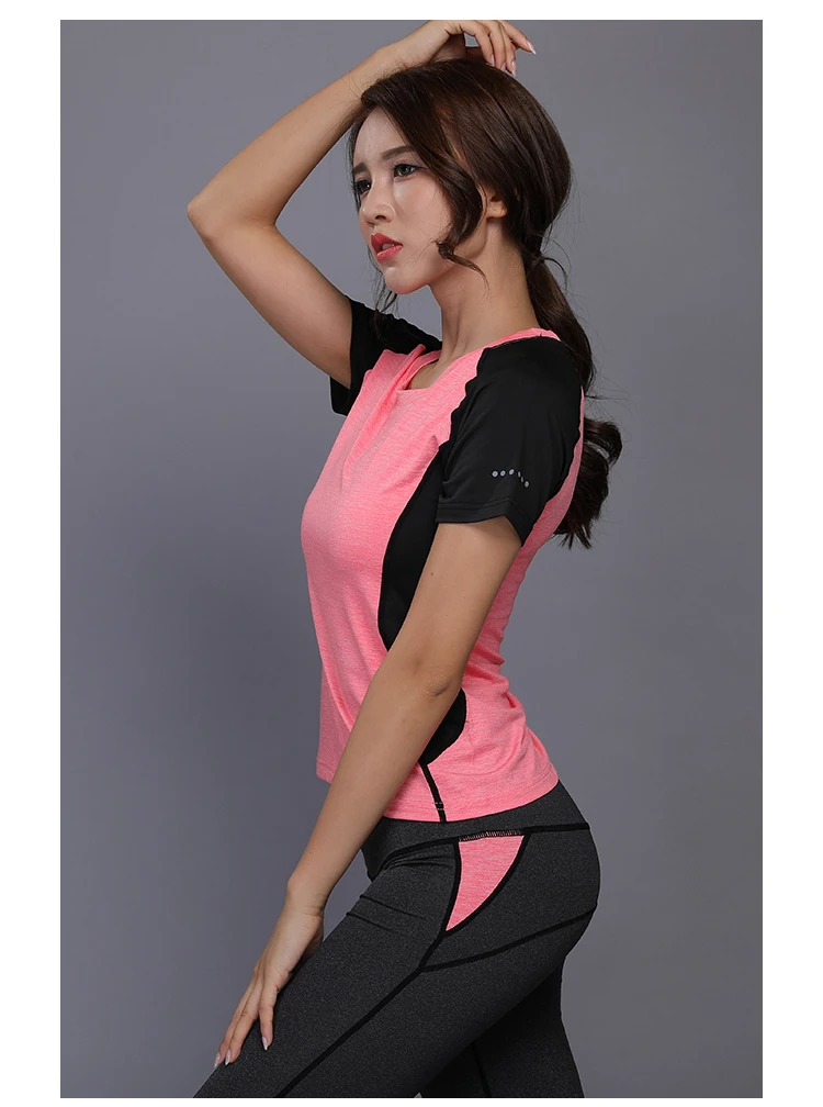 Женская спортивная одежда комплект для йоги фитнеса тренажерного зала футболка