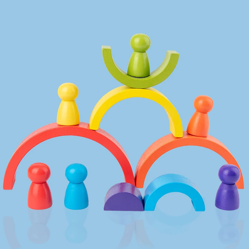 12 шт. Игровой Набор для малышей Монтессори и Вальдорф радужные деревянные