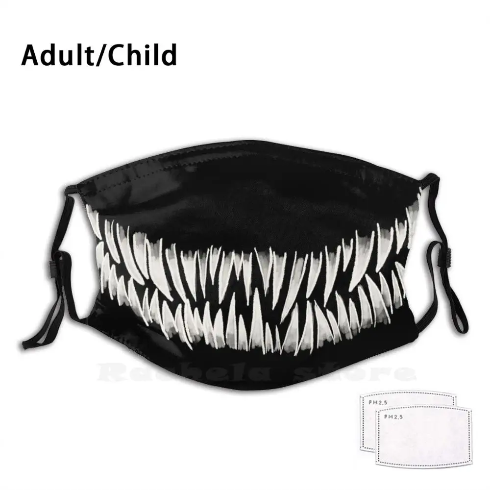 Зубы монстра со смешным рисунком многоразовые Pm2.2298 фильтр маска для лица милые