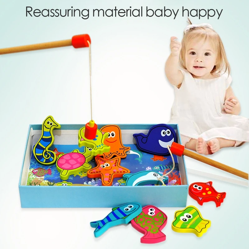 Детские развивающие игрушки деревянный Игровой набор для рыбалки интересные