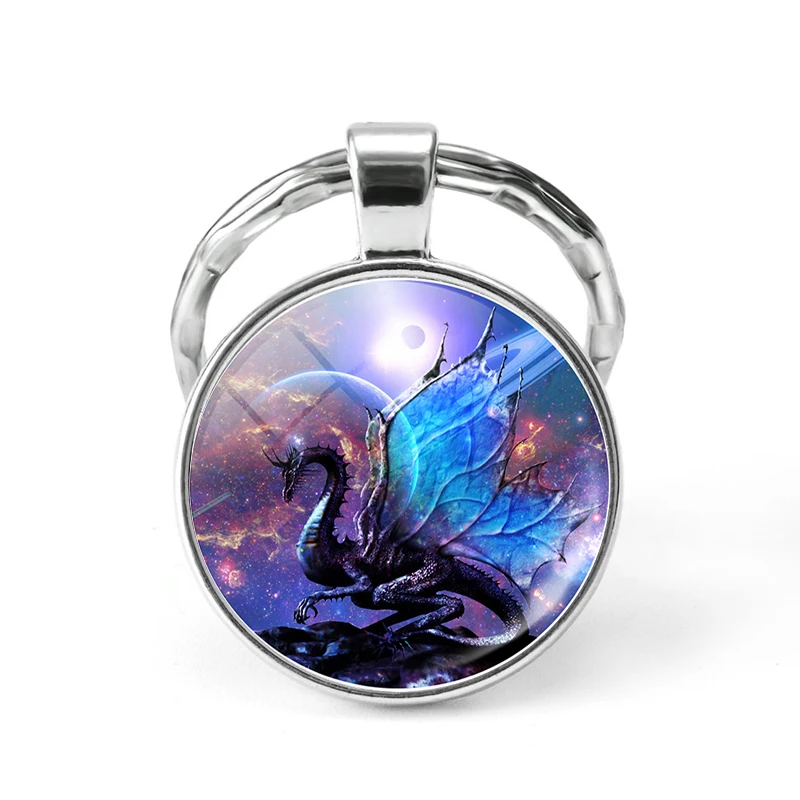 Брелок с драконом стеклянный брелок кабошоном дракон ювелирные изделия кольцо