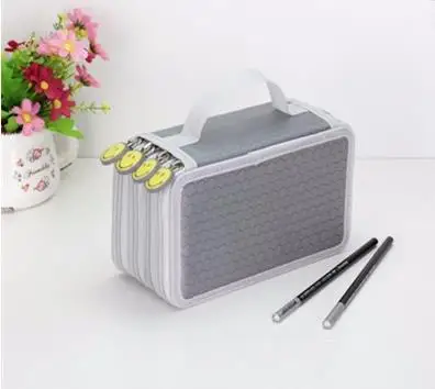 4 Layers Gray Оксфорд школьный пенал Чехол Kawaii/36/48/72 Отверстия штраф Карандаш Чехол большой мешок ручки коробка мульти детские многофункциональные Канцтовары чехол - Цвет: 4 Layers Gray