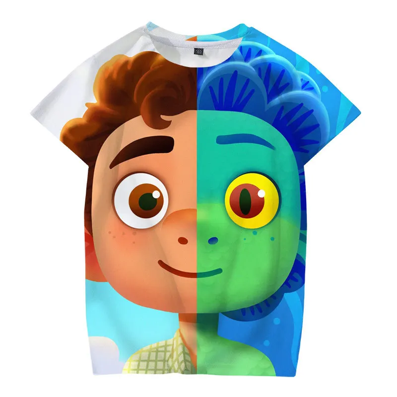 

Детская одежда, футболка с рисунком аниме, футболка с коротким рукавом и 3D-принтом, футболки с круглым вырезом, одежда для малышей Luca, детски...