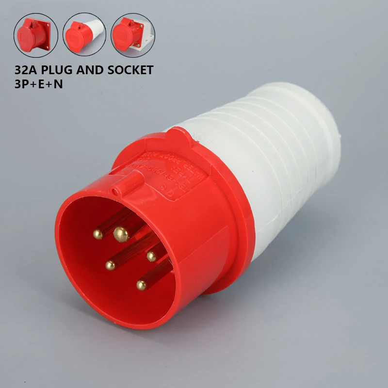 

32A 5 Pin 220V-415V 3P+E+N IP44 Power Electric Connection Industrial Plug Socket Waterproof Male Female Connector