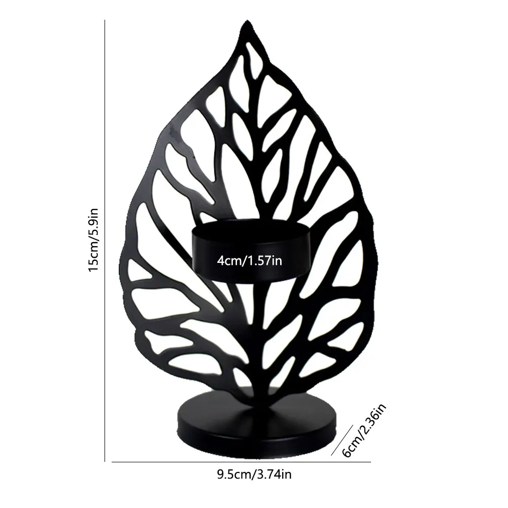 

Candle Holder Tea Light Stand Candlestick With Leaf Shape Metal Art Craft Ornament Decoration For Table Wedding Party Home