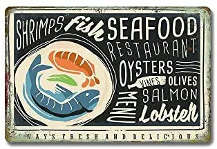 

Metal Signs Seafood Signs Metal for Crafts 12" x 18"