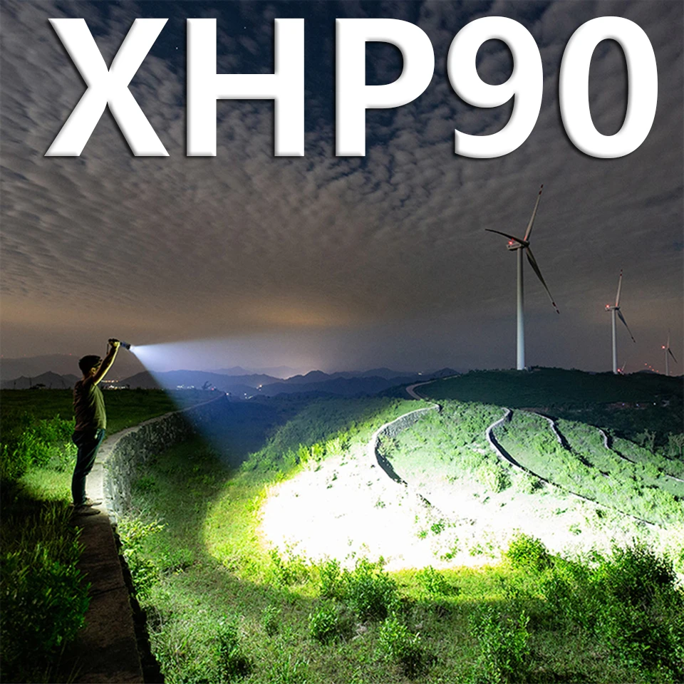 

Led Flashlight XHP90 most powerful flashlight usb rechargeable torch xhp50 xhp70 hand lamp 26650 18650 Battery flash light