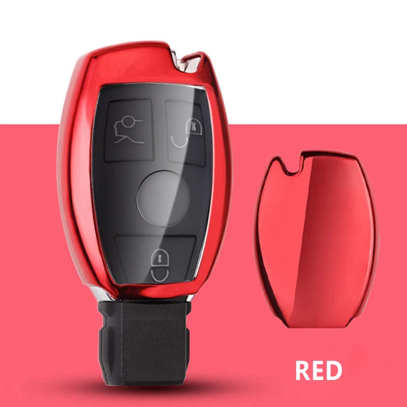 Red Pcmos ТПУ чехол для ключей автомобиля держатель для Mercedes Benz GLA200/C/S/E/GLC/GLK/CLA/ML/GLE/W204/W251/W463/W176 защитный чехол - Название цвета: Red