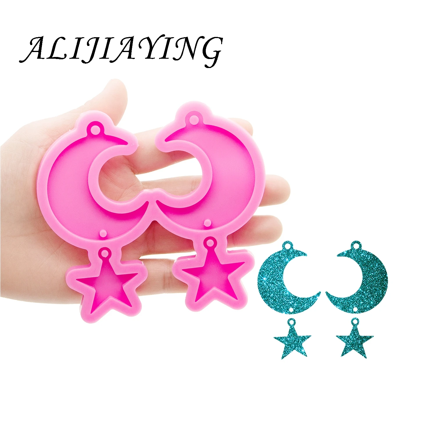 

Shiny Moon stars Earrings Mold, DIY Epoxy Resin Silicone Molds, Resin Crafting Mold Supplies for jewelry DY0924