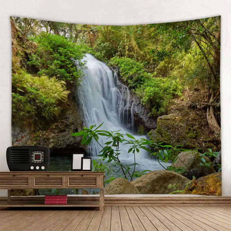 

Waterfall River Tapestry Bohemian Wall Hanging Dream Hanging Cloth Mandala Printed Tapestry Living Room Bedroom Home Decor