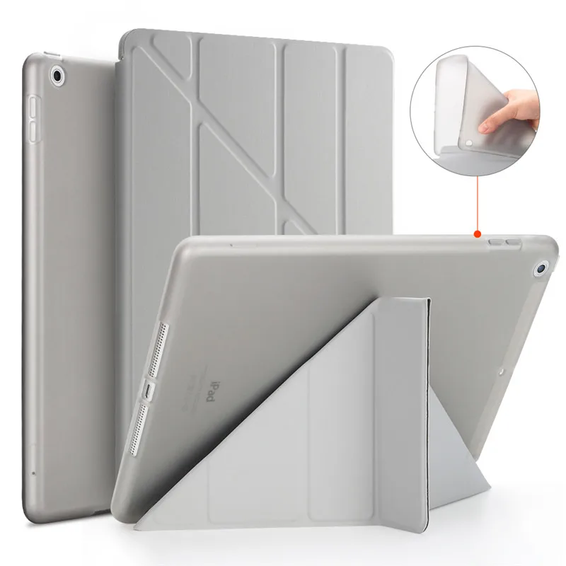 Grey Чехол для iPad 9,7, GOLP искусственная кожа Magentic Smart чехол мягкая Вернуться ТПУ Защитный чехол для iPad крышки A1822 A1823 чехол на айпад 5 6 - Цвет: Grey
