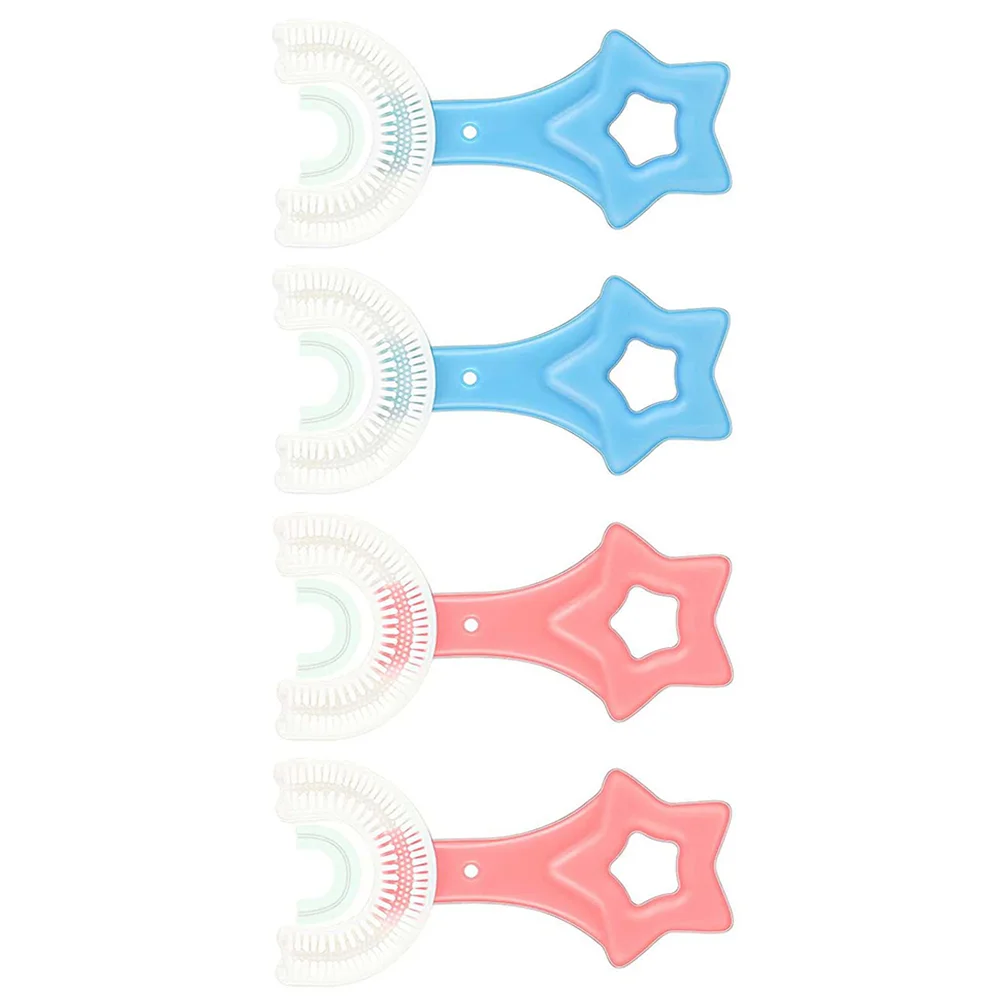 

4pcs Children Handheld U-Shape Toothbrushes Teeth Cleaning Tools (Assorted Color)
