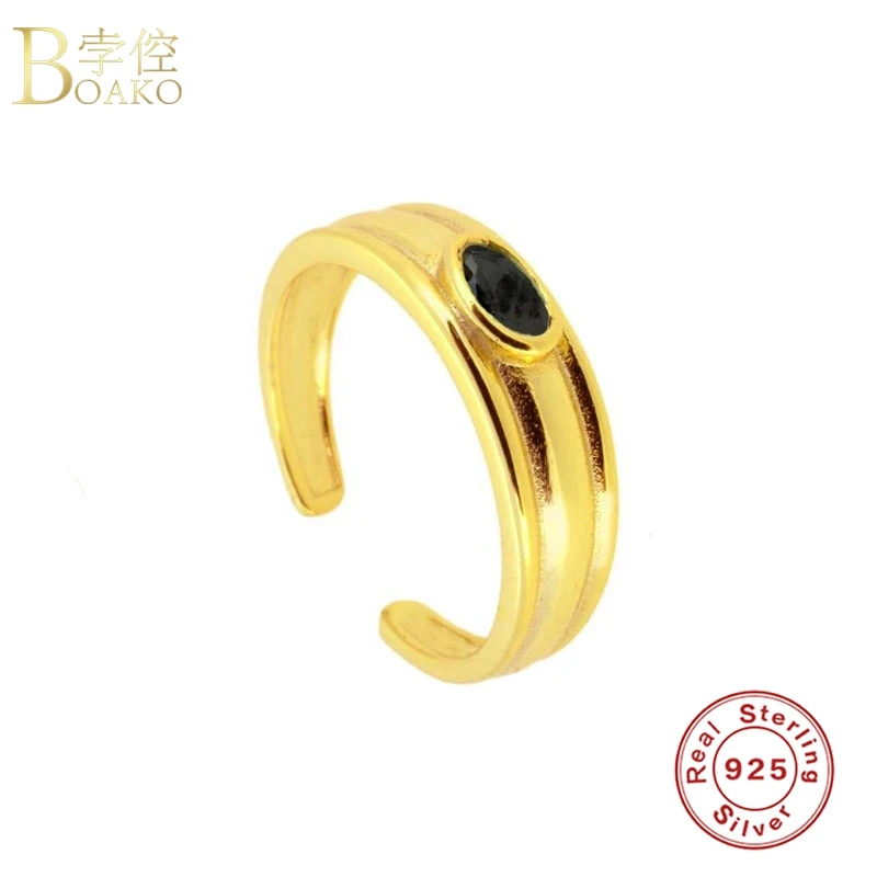 

BOAKO CZ Gold Ring 925 Sterling Silver Anillos Open Rings For Women Luxury Fine Jewelry Ins Girls Ring Bague Bijoux Party Gifts