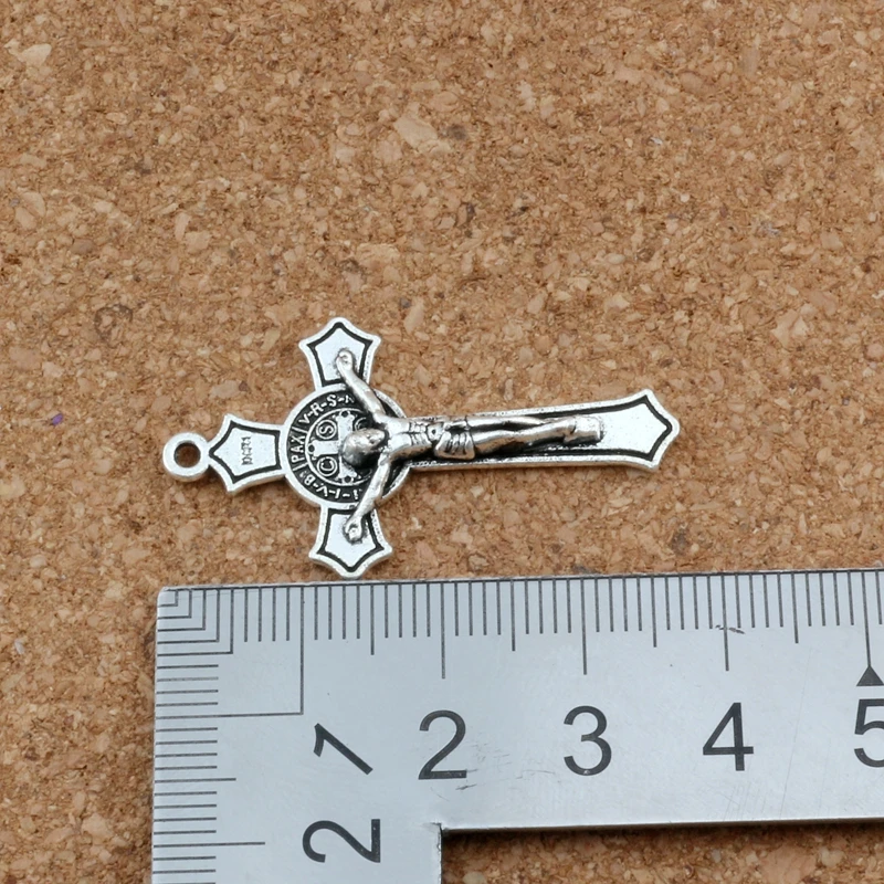 100Pcs Saint Benedict Medal Jesus Christ Cross Alloy Charm Pendants For Jewelry Making Earrings Necklace DIY Accessories