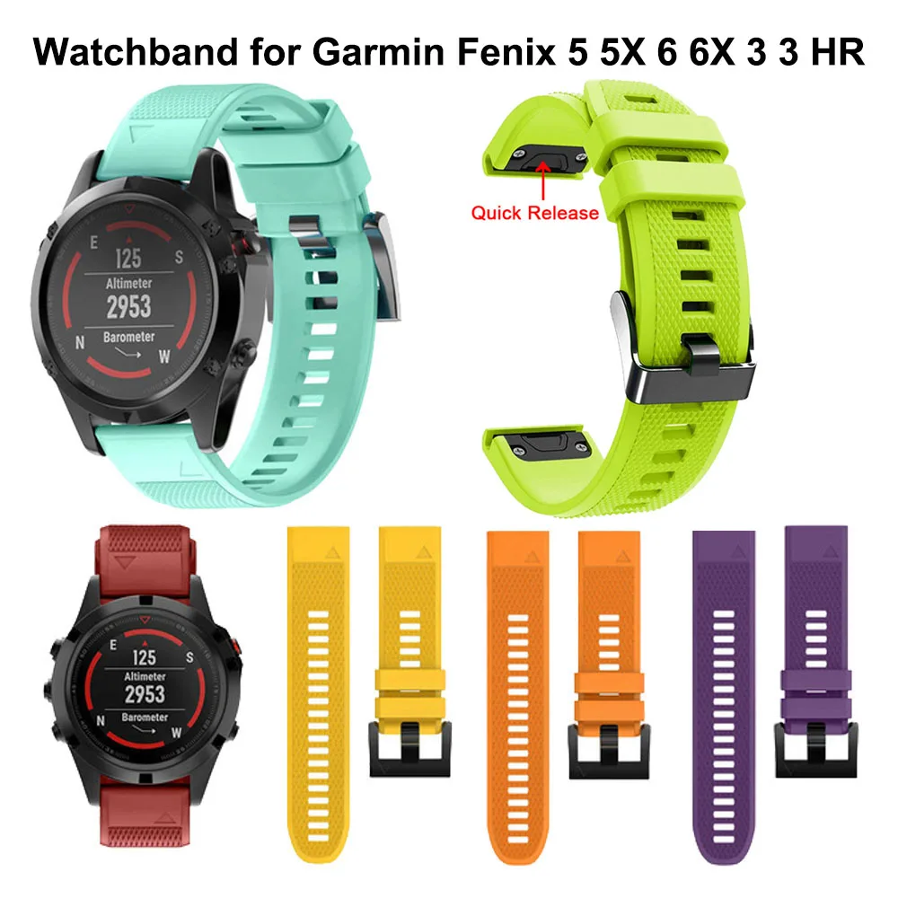 26 мм спортивный ремешок для часов Garmin Fenix 6X 6 5 5X Plus 3 3HR GPS часы Quick Release силиконовый