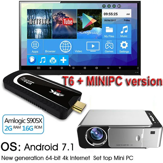 UNIC T6 1280x720 светодиодный проектор 3500 люмен Keystone USB HDMI VGA AV проектор домашний кинотеатр Proyector