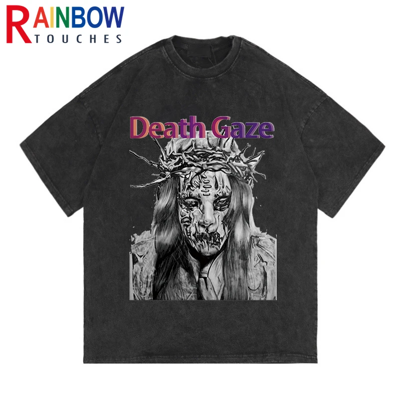 

Rainbowtouches New Short-Sleeve T-Shirt Unisex High Street Terror Darkly Print Loose Casual Harajuku Punk Women Cyber Celebrity