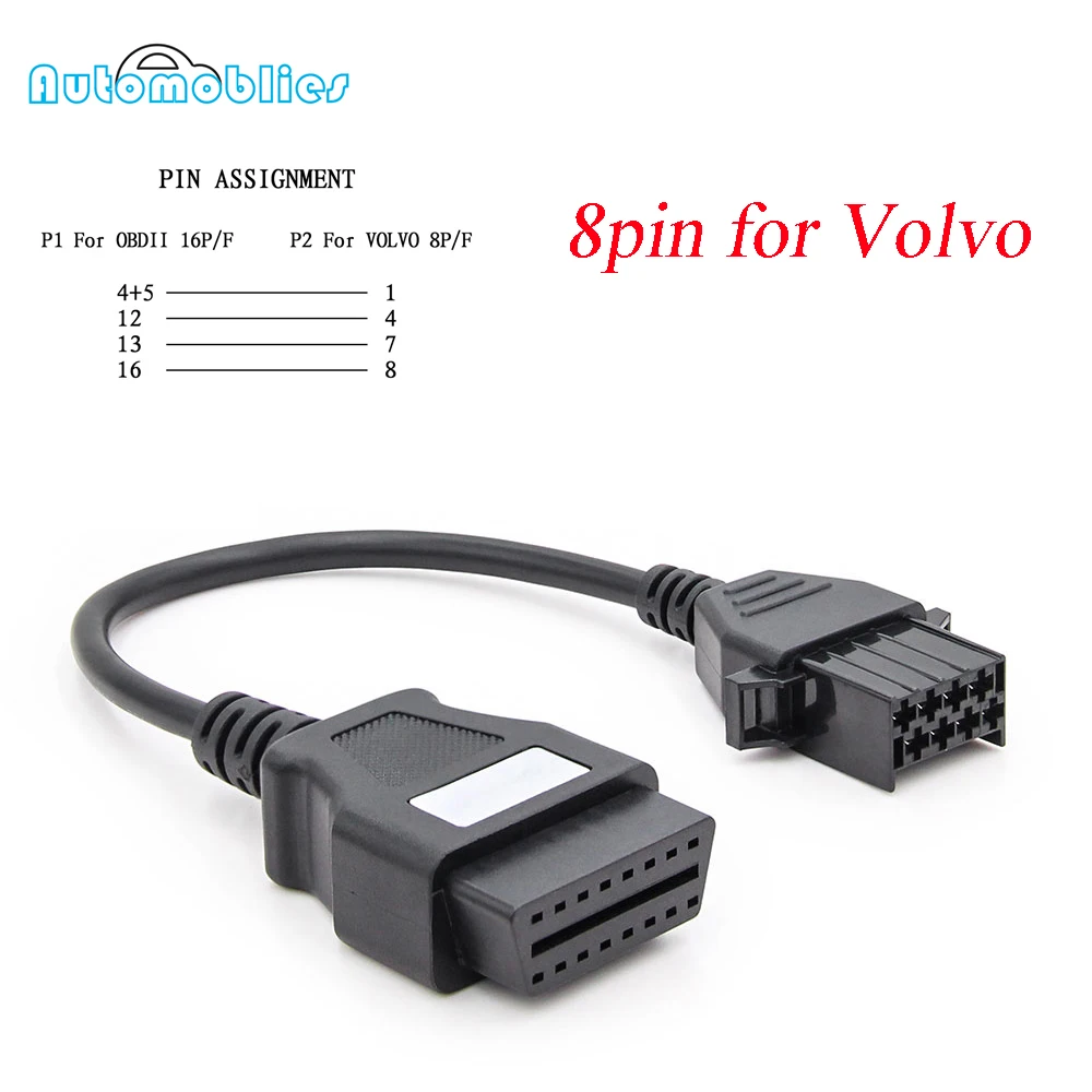 Для VOLVO OBD2 8 Pin Автомобильный диагностический инструмент 16 кабель для Volvo 8pin