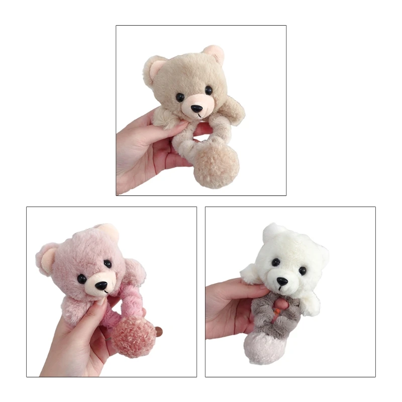 

Fluffy Scrunchies Lovely Plush Bear Hair Tie Cartoon Cute Furry Ball Ponytail Holders Elastic Durable Hair Accessorie