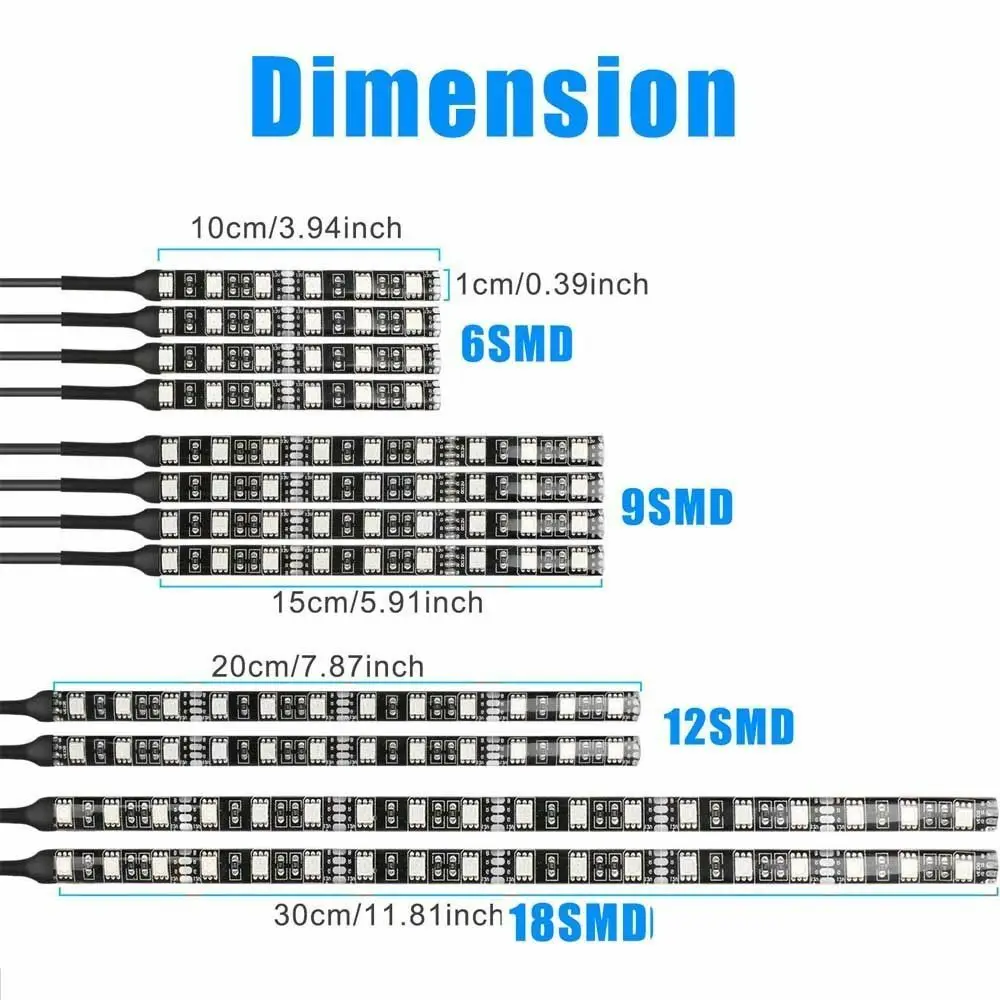 Светодиодный неоновый светильник для мотоцикла 12 шт. 15 цветов RGB пульт