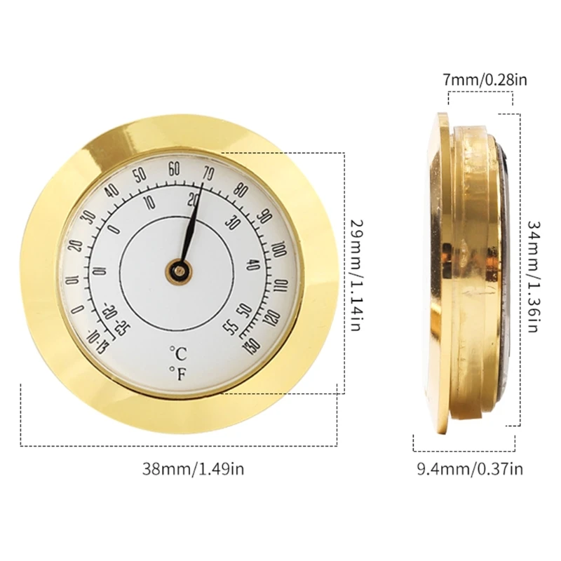 

38mm Mini Household Guitar Case Cigar Hygrometer Cigar Hygrometer High Precision Moisture Meter Tobacco Humidor