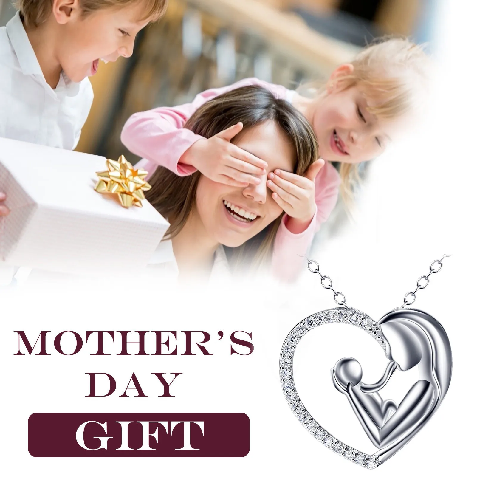 Mother's Day Silver Love Heart Pendant Ladies Necklace Fashion Temperament Mom Gift Collar Daughter Gives Mother A Good | Украшения и