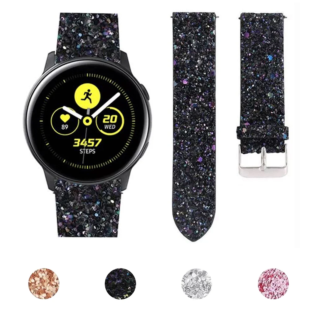 22mm 20mm Leather Belt for Samsung Galaxy Watch 5/Pro 4 3 Classic Band 42mm 46mm 45mm Strap Active 2 40mm 44mm Sequins Bracelet