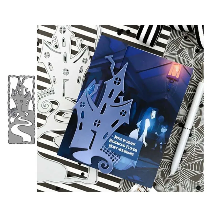 

New Metal Cutting Dies Rectangle Castle Background Scrapbooking Handmade Paper Card Make Stencil Craft Mold Mould Model Template