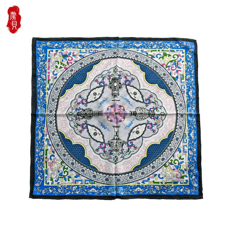 Женский шарф из натурального шелка мягкий квадратный платок 100% 50 см Подарочный в