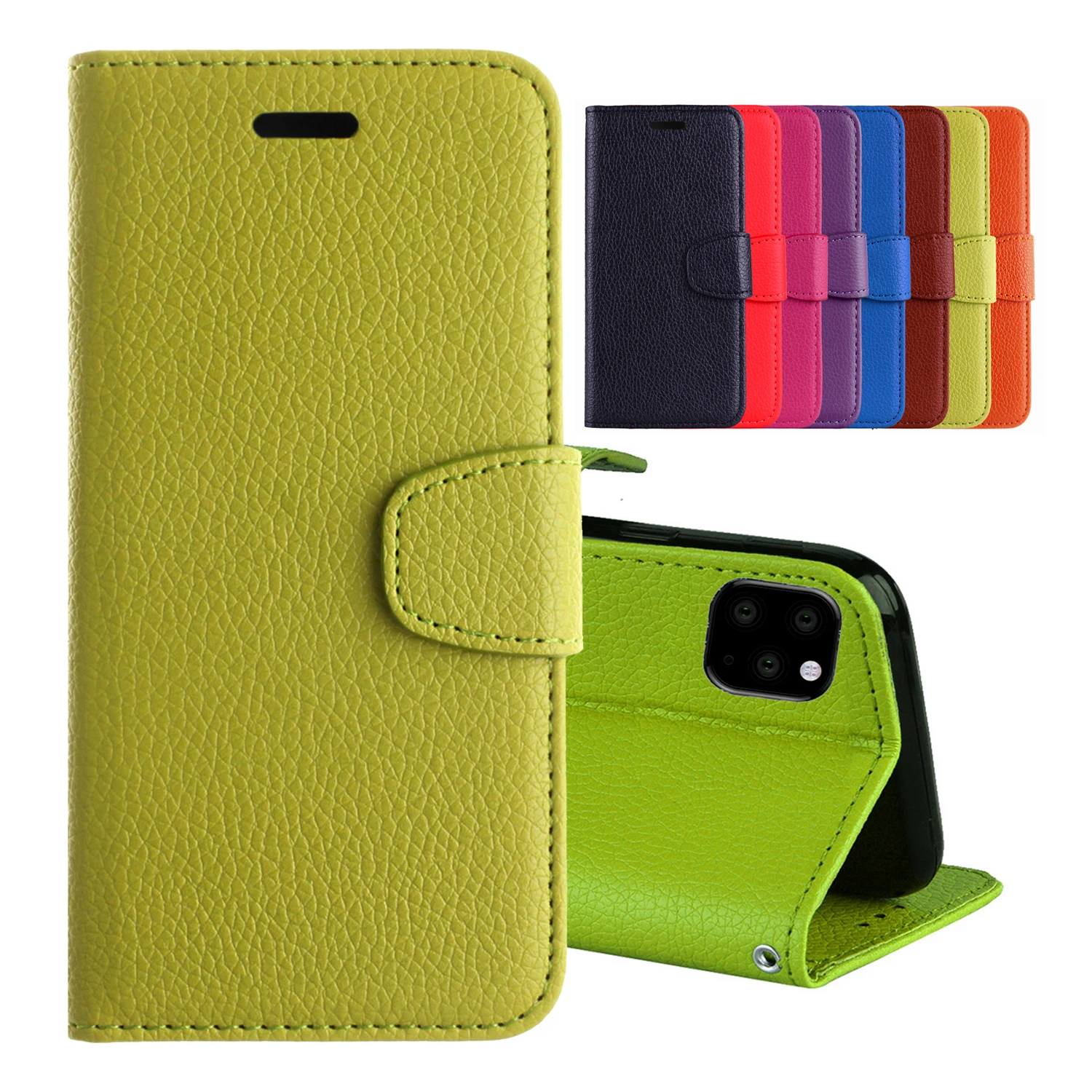 Plain Litchi grain Total package side Thick and Business For iphone 5 6 7 8 X XS XR Iphone 11 leather sheath Phone Case |