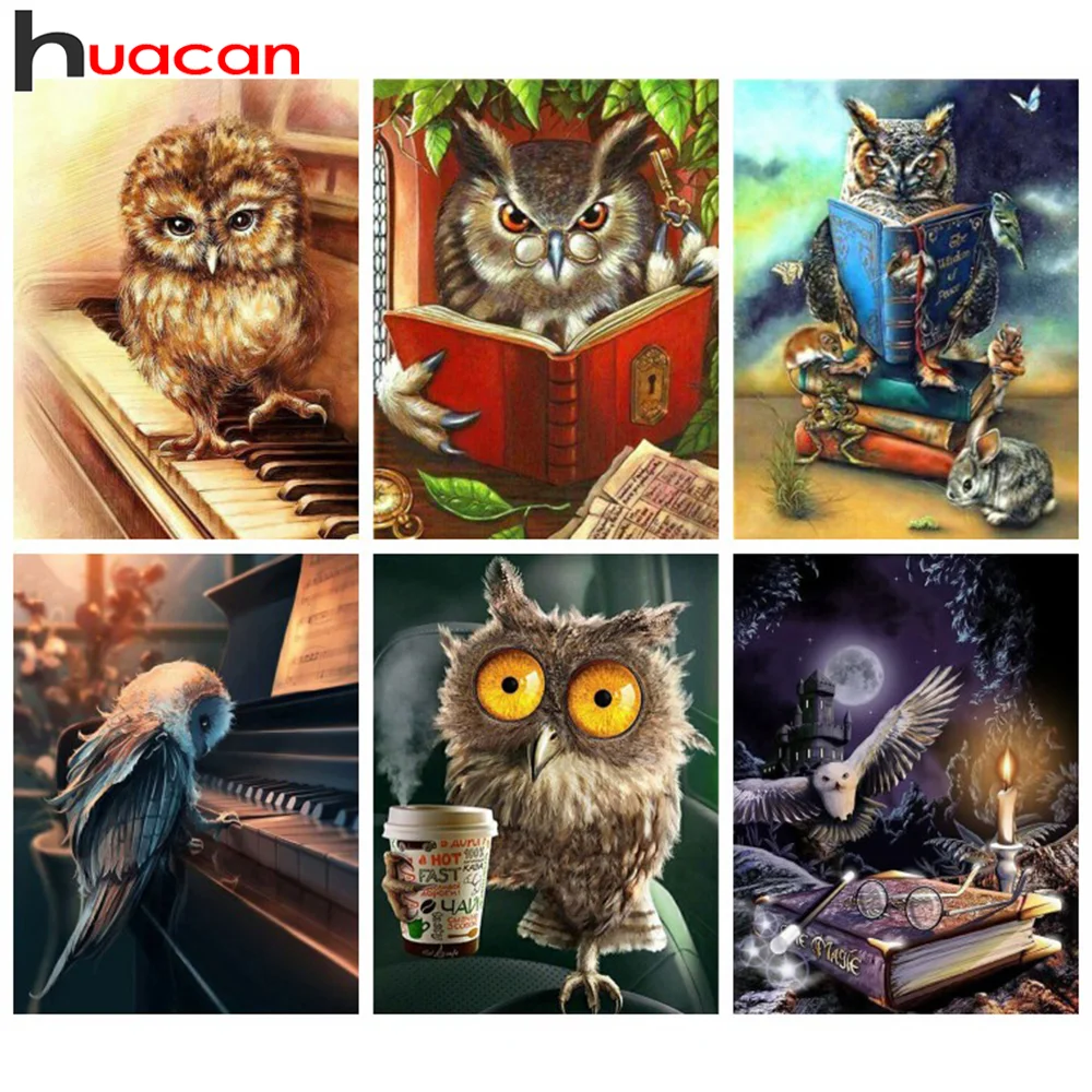Huacan алмазная вышивка иконы животные мозаика сова картины из страз декоративные