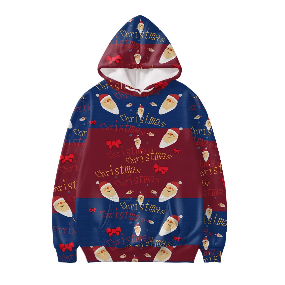 

Повседневная мужская одежда, рождественский подарок, Рождественская шапка PrintI, пуловер оверсайз, толстовка с капюшоном в красную и синюю по...