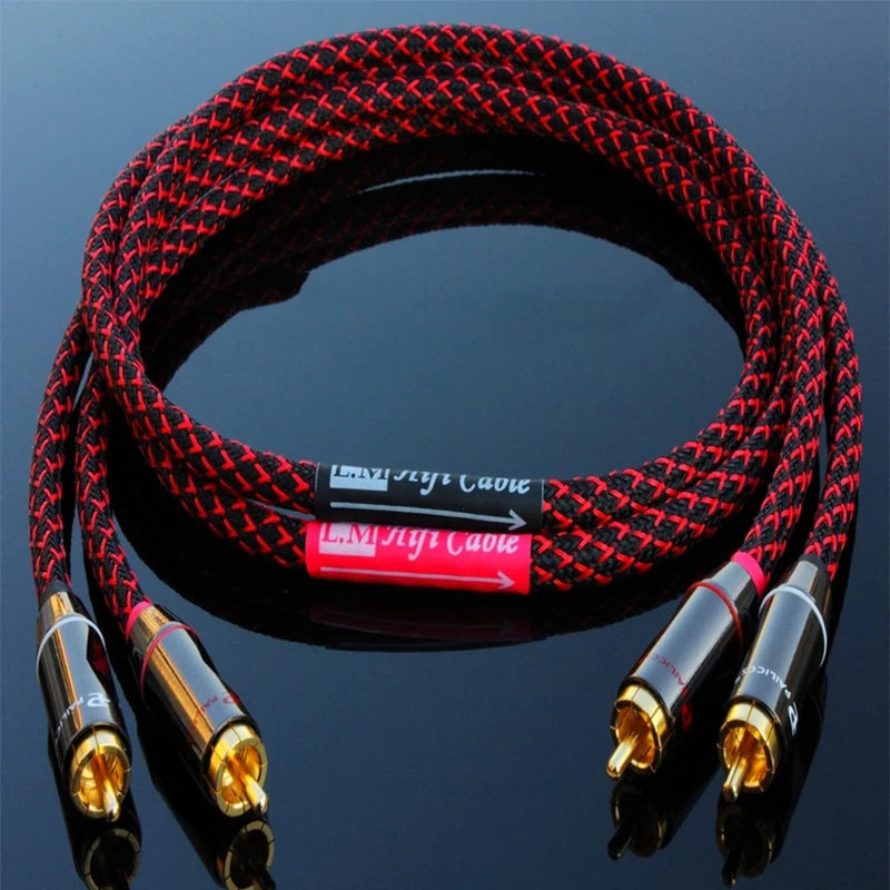 

HI-end HiFi High Quality Audio Video DIY 6N OFC Copper 2 core Silver Plated Audio RCA to RCA Audio shield cable