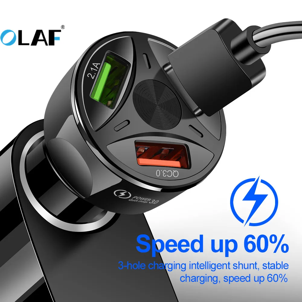 OLAF QC4.0 3,0 Супер USB Автомобильное зарядное устройство для Xiaomi Mi 9 Быстрая зарядка 3,0 4,0 быстрое автомобильное зарядное устройство для huawei P30 lite