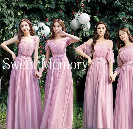 Длинное розовое платье подружки невесты Цвет серый синий шампань Фатиновое с