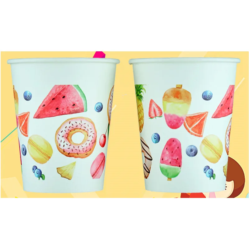 cup 100 шт, Рождественский подарок на день рождения, плотный Одноразовый бумажный стаканчик, 250 мл, чашка для кофе, сока, воды, напитков, для дома, офиса, бизнеса - Цвет: cup