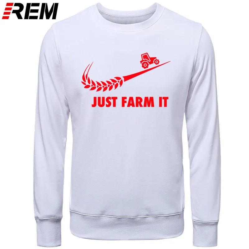 Худи rem Fashion Just Farm It для мужчин, с круглым вырезом, хлопок, с длинным рукавом, фермер, фермерский человек, топы, Толстовки, Толстовки - Цвет: WHITE RED