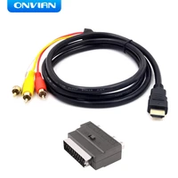 onvian hdmi hd cable to 3rca audio cable with scart two in one adapter cable 1 5 meters for projectordvdtv audio connector
