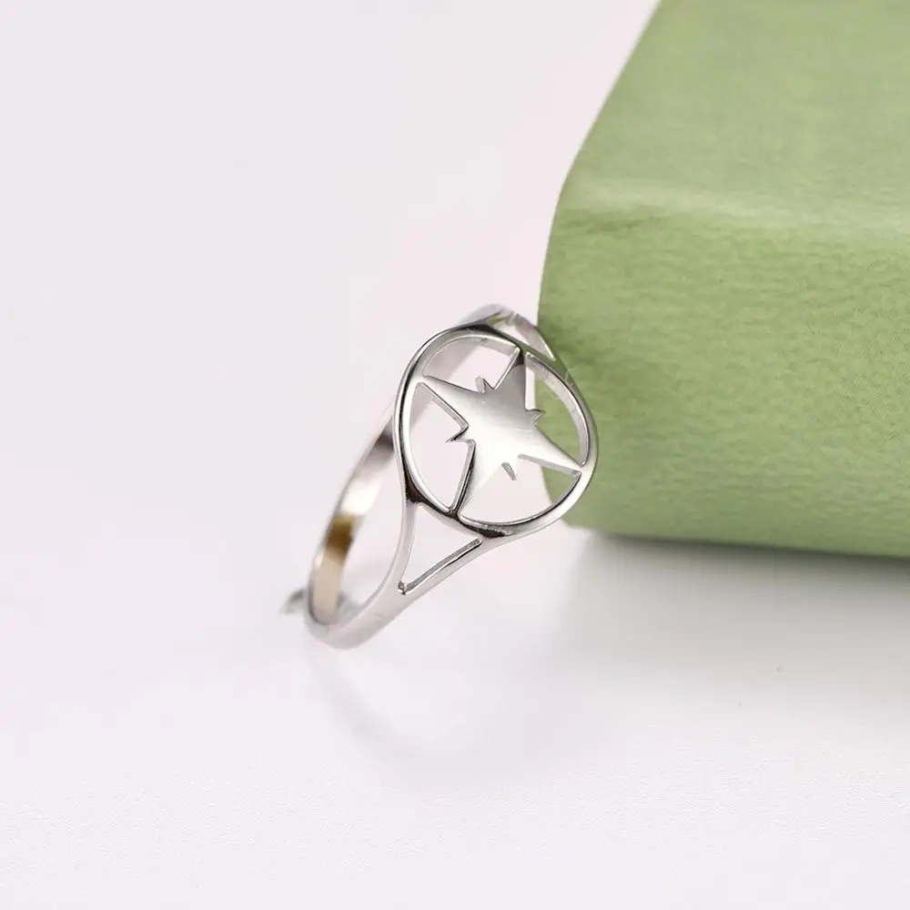 Skyrim с простым круглым звездная пара кольцо для мужчин и женщин из нержавеющей