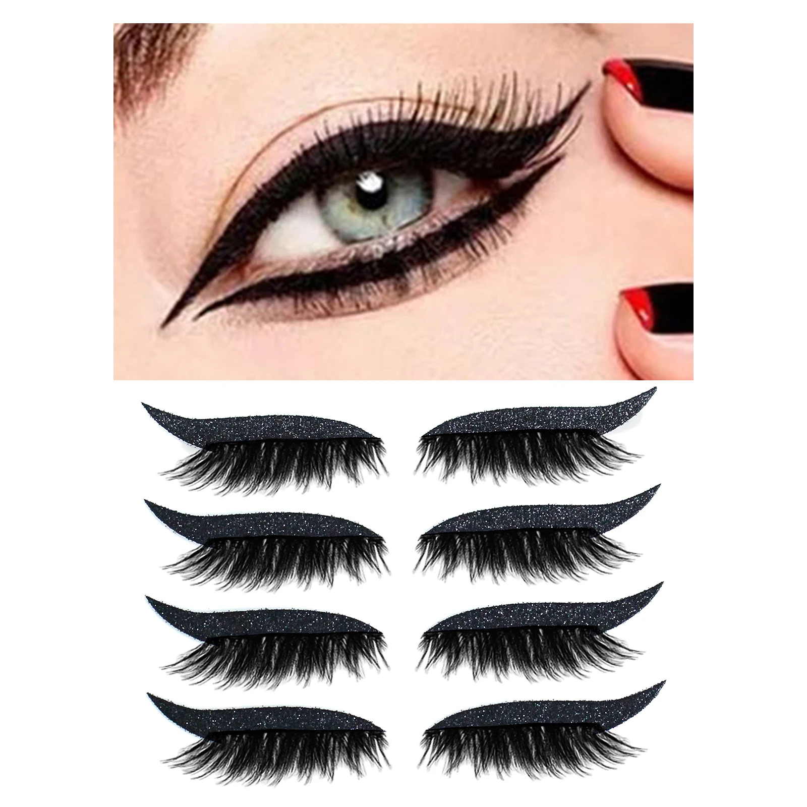 

Подводка для глаз и наклейки для ресниц 2-в-1, стойкие самоклеящиеся блестки