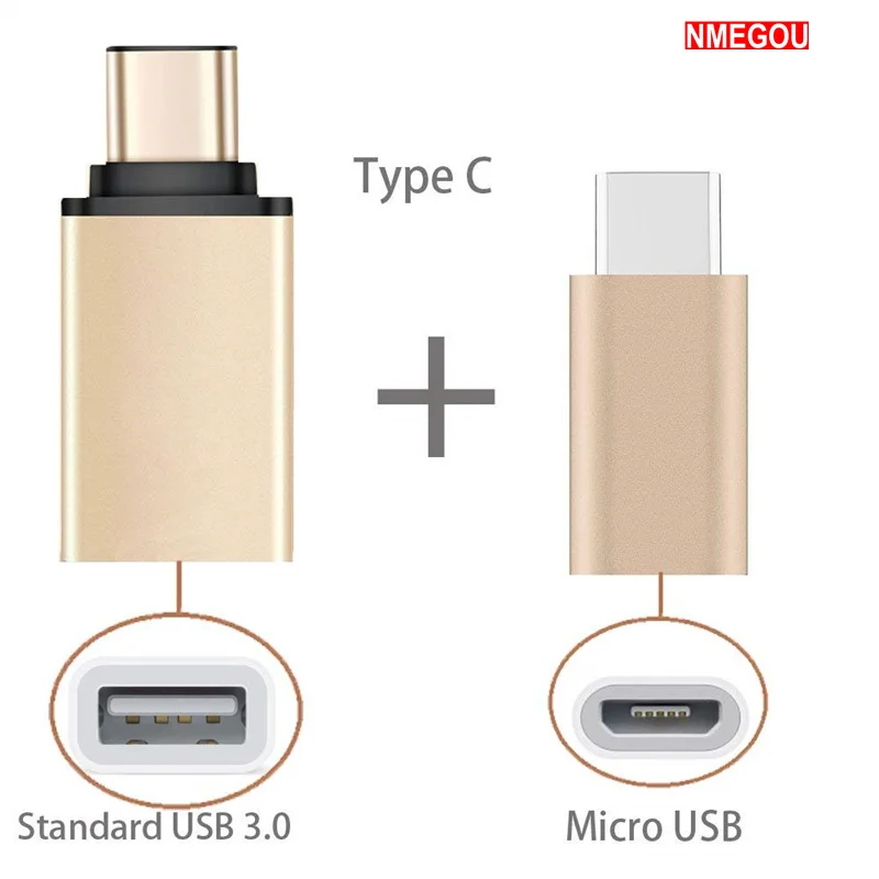 Адаптер 2 в 1 с Type C на USB OTG переходник Micro для Samsung Galaxy S8 S9 Plus Note 8 Asus Zenfone 5z 5