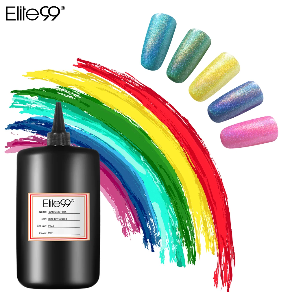 Радужный лак для ногтей Elite99 сушит на воздухе без протирания верхнее покрытие