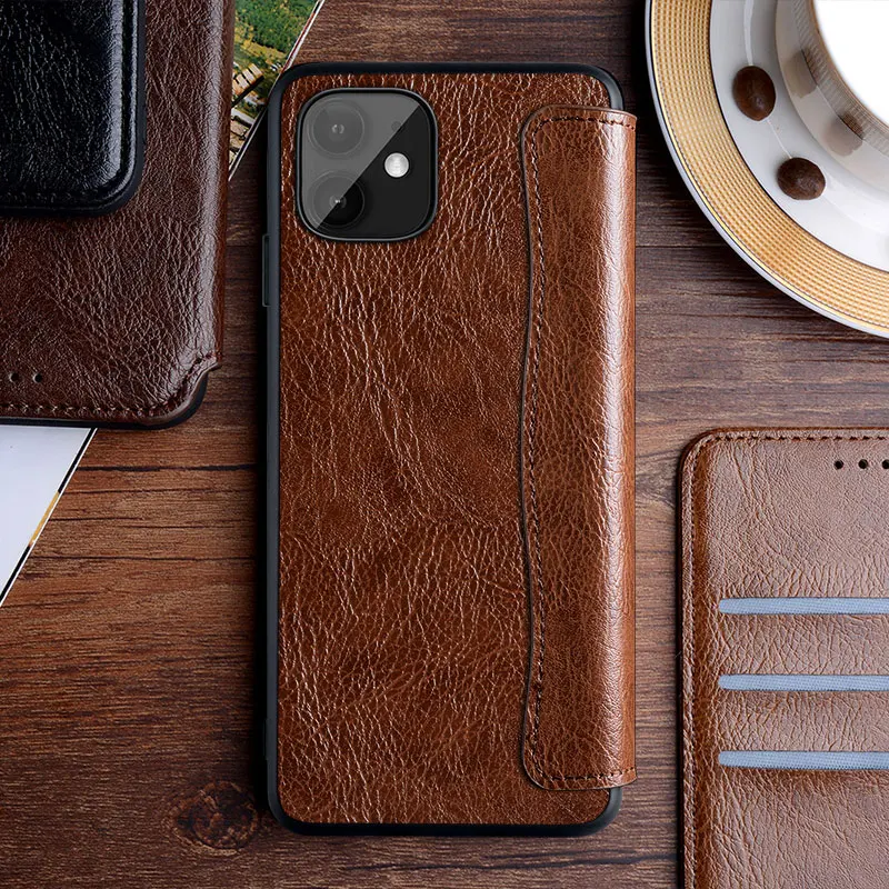 Чехол для Apple iphone 11 Pro Max роскошный кожаный чехол с подставкой получехол без