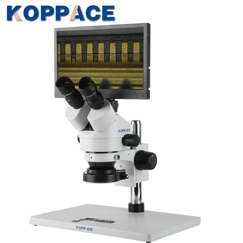 

KOPPACE 3.5X-180X Trinocular Stereo Electron Microscope 11.6-in Integrated Microscope Camera Mobile Phone Repair Microscope