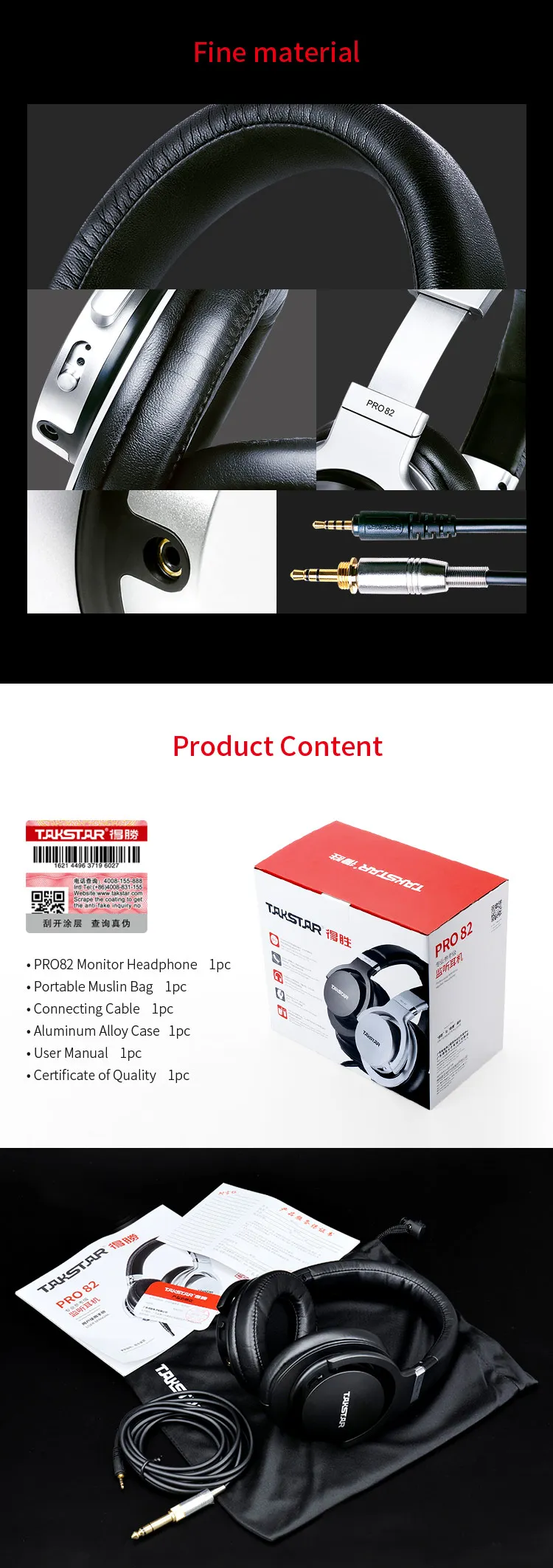 Takstar PRO 82 профессиональные мониторные наушники стерео Hi-Fi гарнитура для записи музыки высокая оценка pro 82