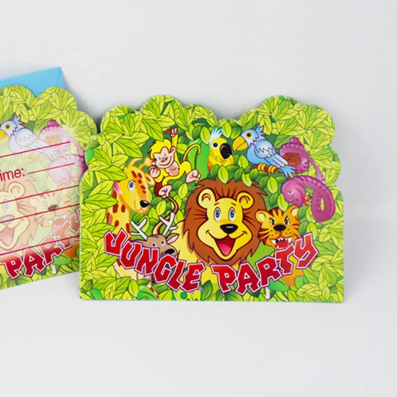 card 6pcs 20 шт./лот Подарочная сумка с рисунком короля льва для вечеринки в честь рождения ребенка Подарочная сумка для конфет вечерние одноразовые пластиковые пакеты в стиле джунглей - Цвет: card 6pcs