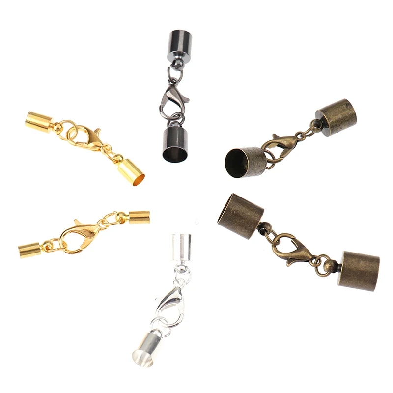 

10pcs Leather Cord Bracelet Lobster Clasps Hooks Crimps End Tip Caps Jewelry